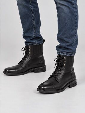 Men's Rockport Black Leather Lace-Up Boots